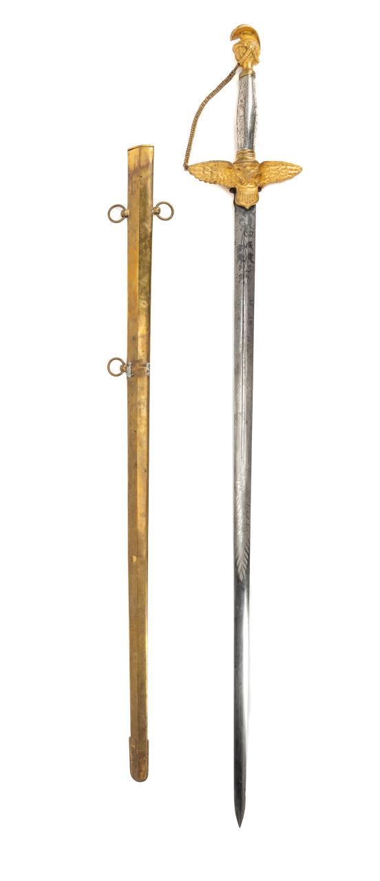 AMES MILITIA OFFICER'S GILT SWORD &