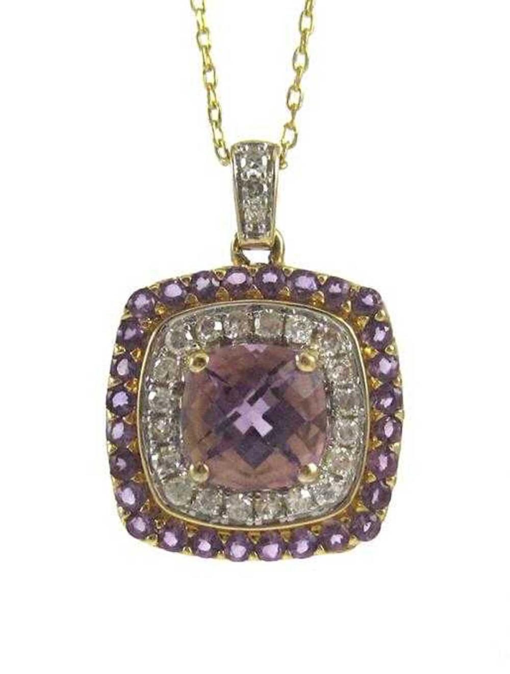 AMETHYST AND DIAMOND PENDANT