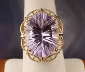 AMETHYST AND TEN KARAT GOLD RI
