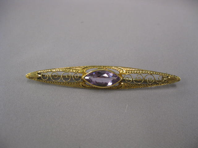Amethyst Bar Pin fine marquise
