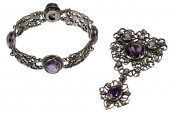 AMETHYST BROOCH/PENDANT AND BR