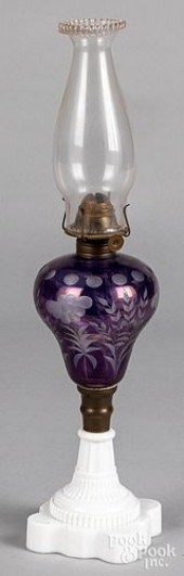 AMETHYST CUT GLASS FLUID LAMP,
