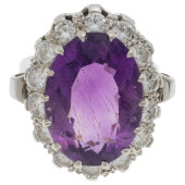 AMETHYST, DIAMOND, 14K WHITE G