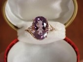 AMETHYST, DIAMOND AND 14 KARAT