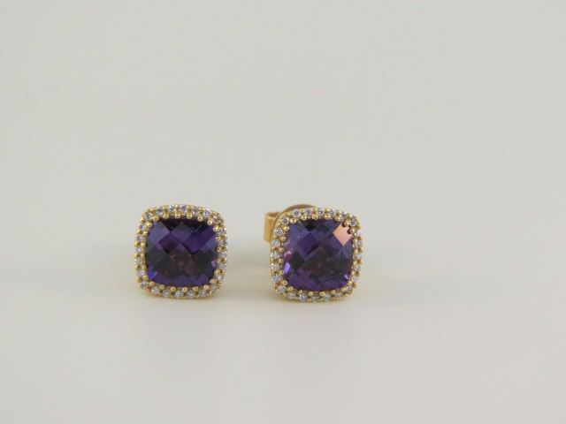 Amethyst & Diamond Earrings 3.10