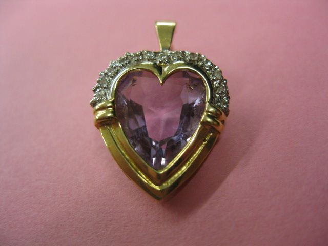 Amethyst & Diamond Pendant heart