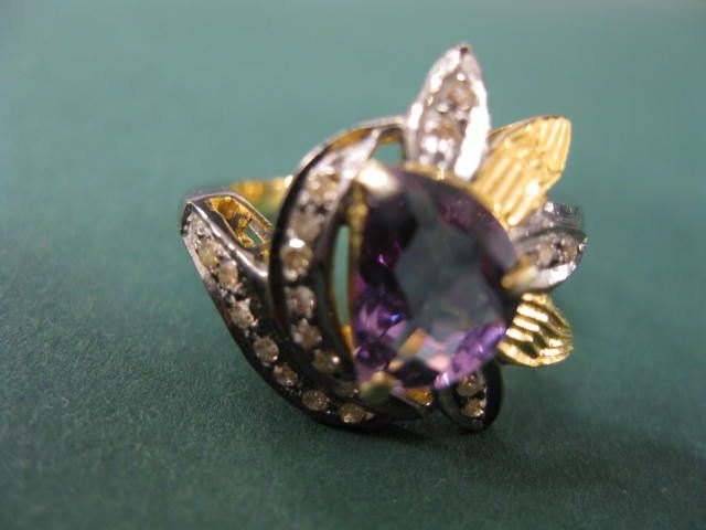 Amethyst & Diamond Ring rich gem in