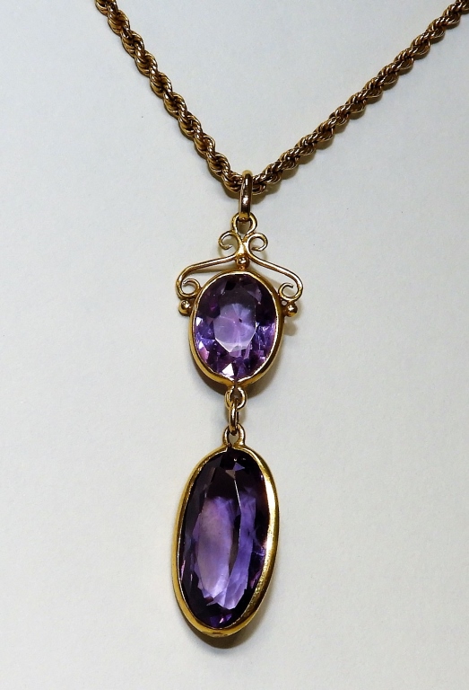 AMETHYST DROP PENDANT 10K GOLD