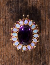 AMETHYST, OPAL, RUBY AND GOLD