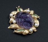 AMETHYST, PEARL, GREEN GEMSTON