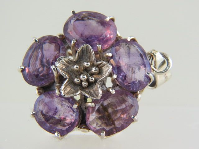 Amethyst Pendant five oval gems