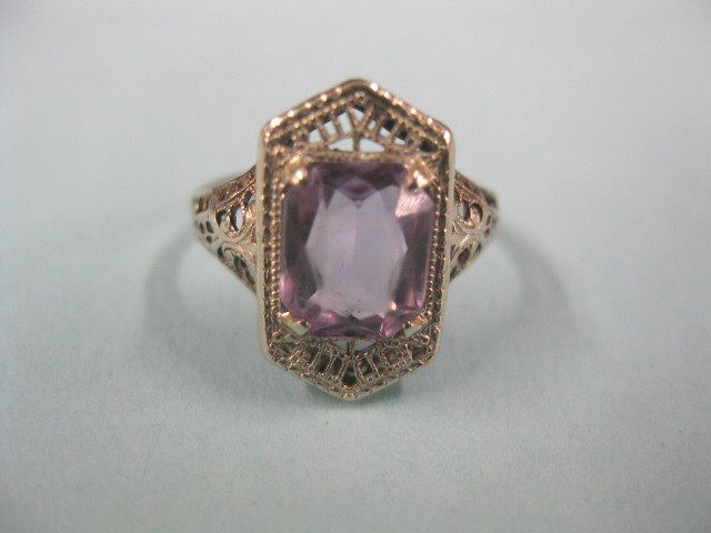 Amethyst Ring rectangular gem in