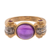 AMETHYST, RUBY, 14K YELLOW GOL
