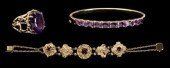 Amethysts bracelets, ring, 14k