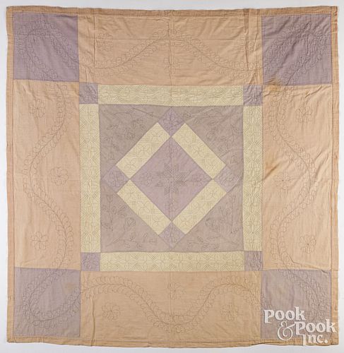 AMISH BLOCK QUILT, 19TH C.Amish