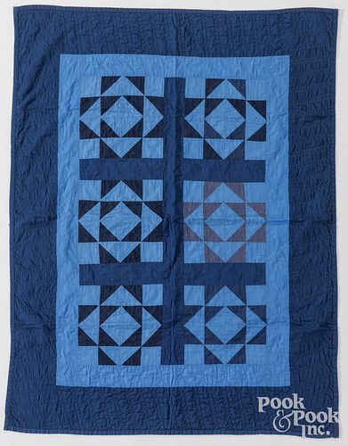 AMISH COTTON FOUR PATCH CRIB QUILT,