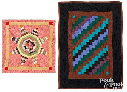 AMISH CRIB QUILT, TOGETHER WITH A