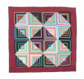 AMISH LOG CABIN PIECED QUILT.