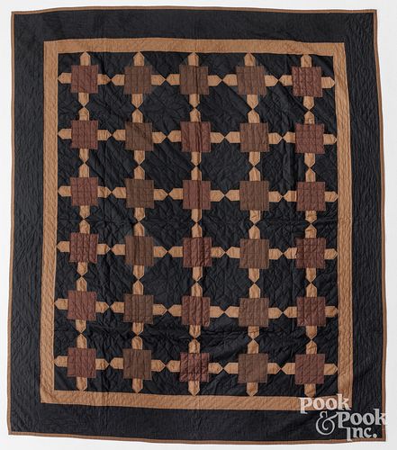 AMISH PATCHWORK BLOCK QUILT, MID TO