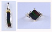 AMMOLITE OPAL AND DIAMOND RING