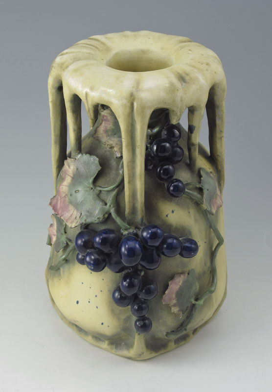 AMPHORA ART POTTERY VASE: Grapes