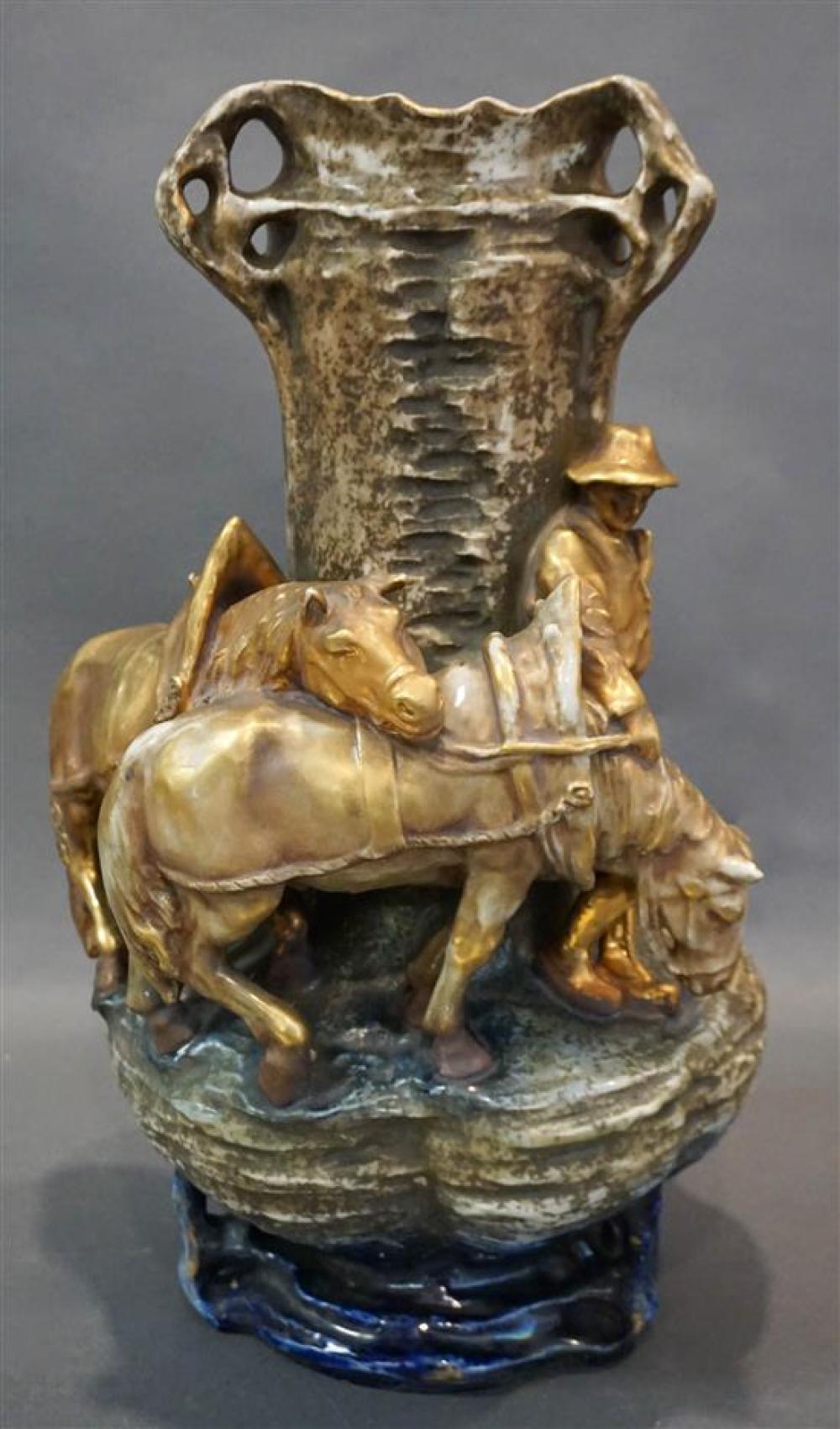 AMPHORA CERAMIC FIGURAL VASE,