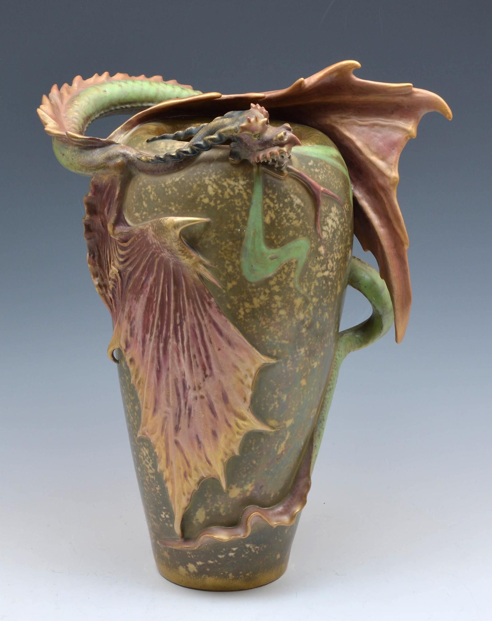AMPHORA DRAGON VASE, 17 1/2"
