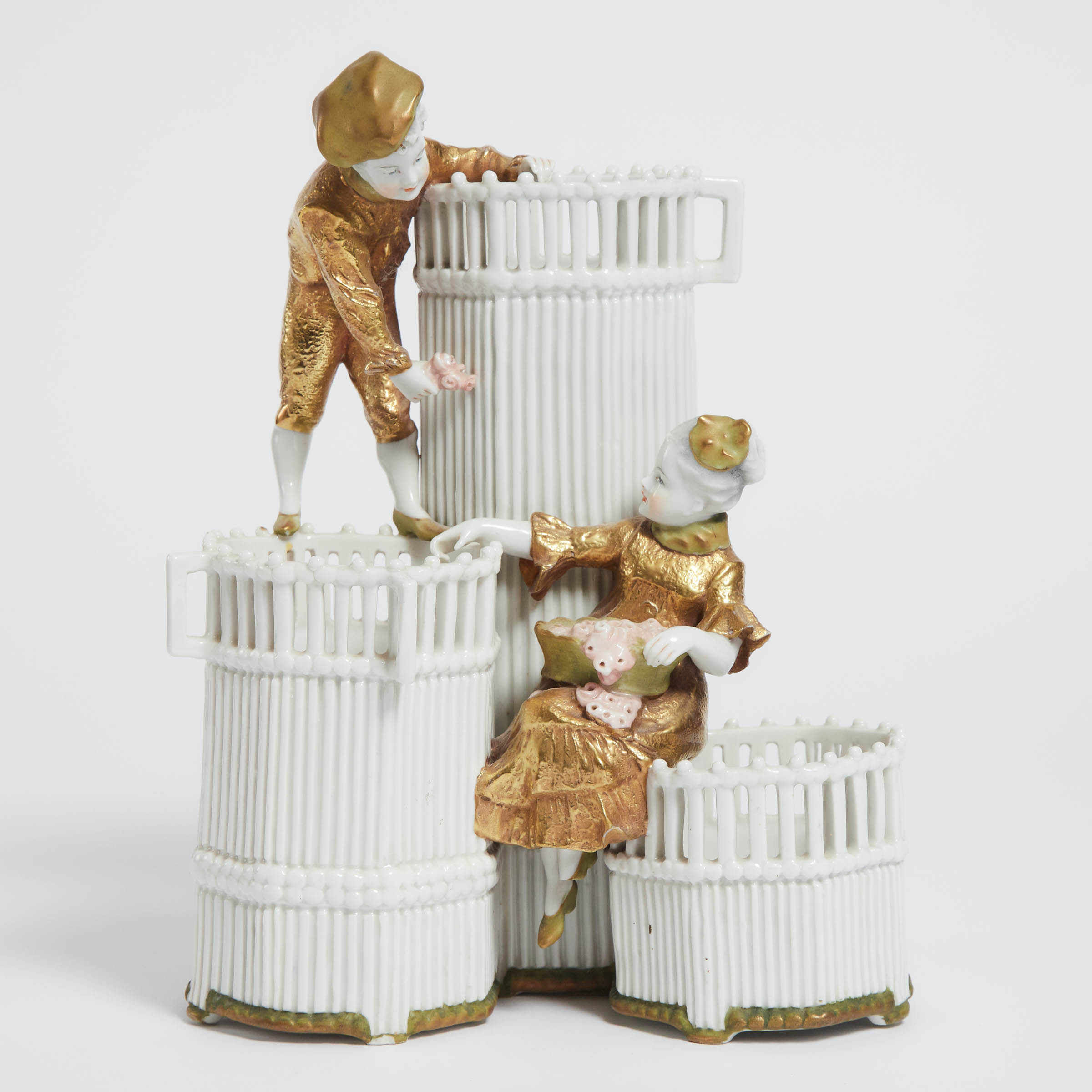 Amphora Figural Triple Basket Vase,