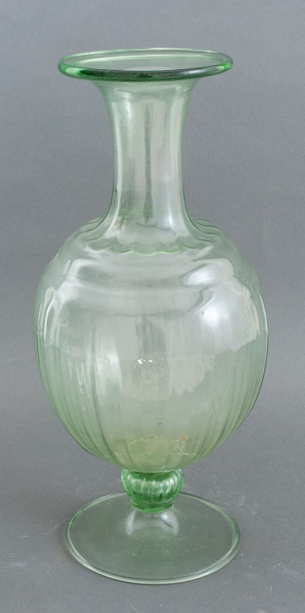 AMPHORA FORM GREEN GLASS VASE, 20TH