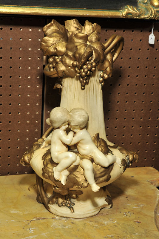 AMPHORA VASE. Large cream colored