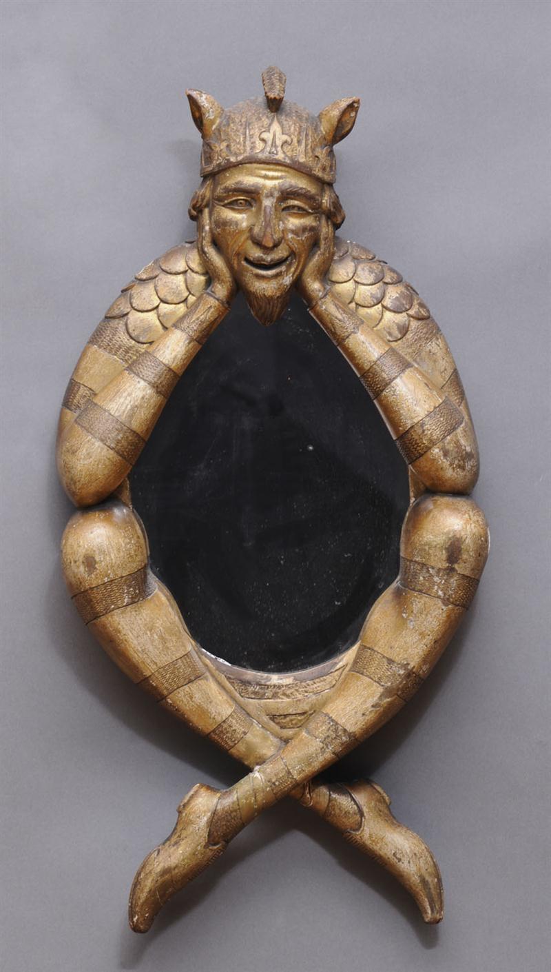 AMUSING CARVED GILT GESSO ON WOOD