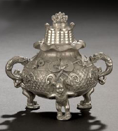 Amusing Chinese Silvered Bronze