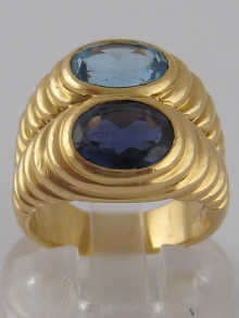 An 18 carat gold blue topaz and