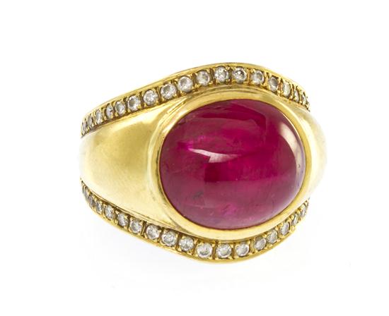 An 18 Karat Yellow Gold Ruby and