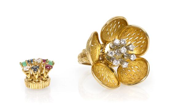 An 18 Karat Yellow Gold Diamond and