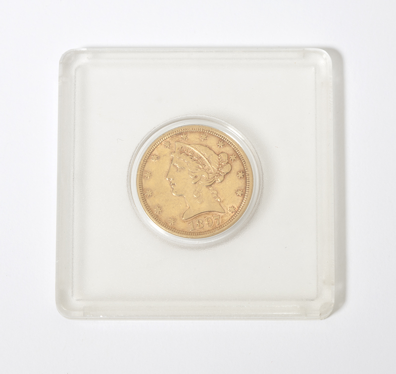 An 1897 US Five Dollar gold coin