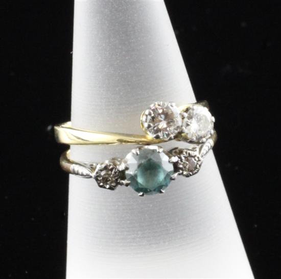 An 18ct gold and diamond two