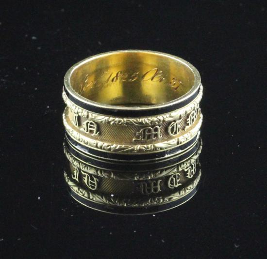 An 18ct gold and enamel mourning