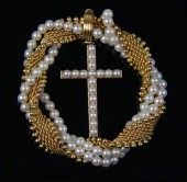 An 18ct gold and pearl bracele