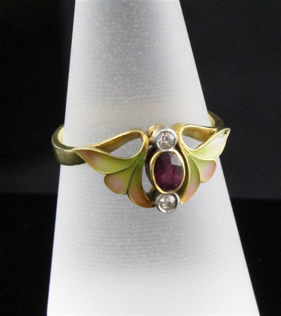 An 18ct gold ruby diamond and