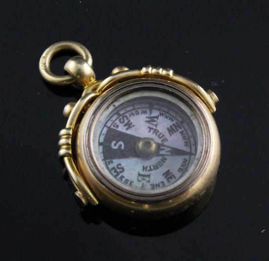 An 18ct gold swivel fob inset