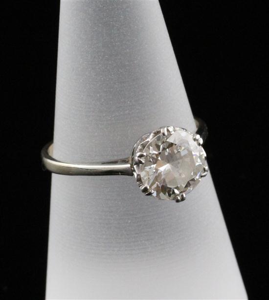 An 18ct white gold set solitaire