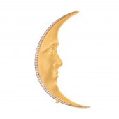 AN 18K DIAMOND MOON FACE PIN B