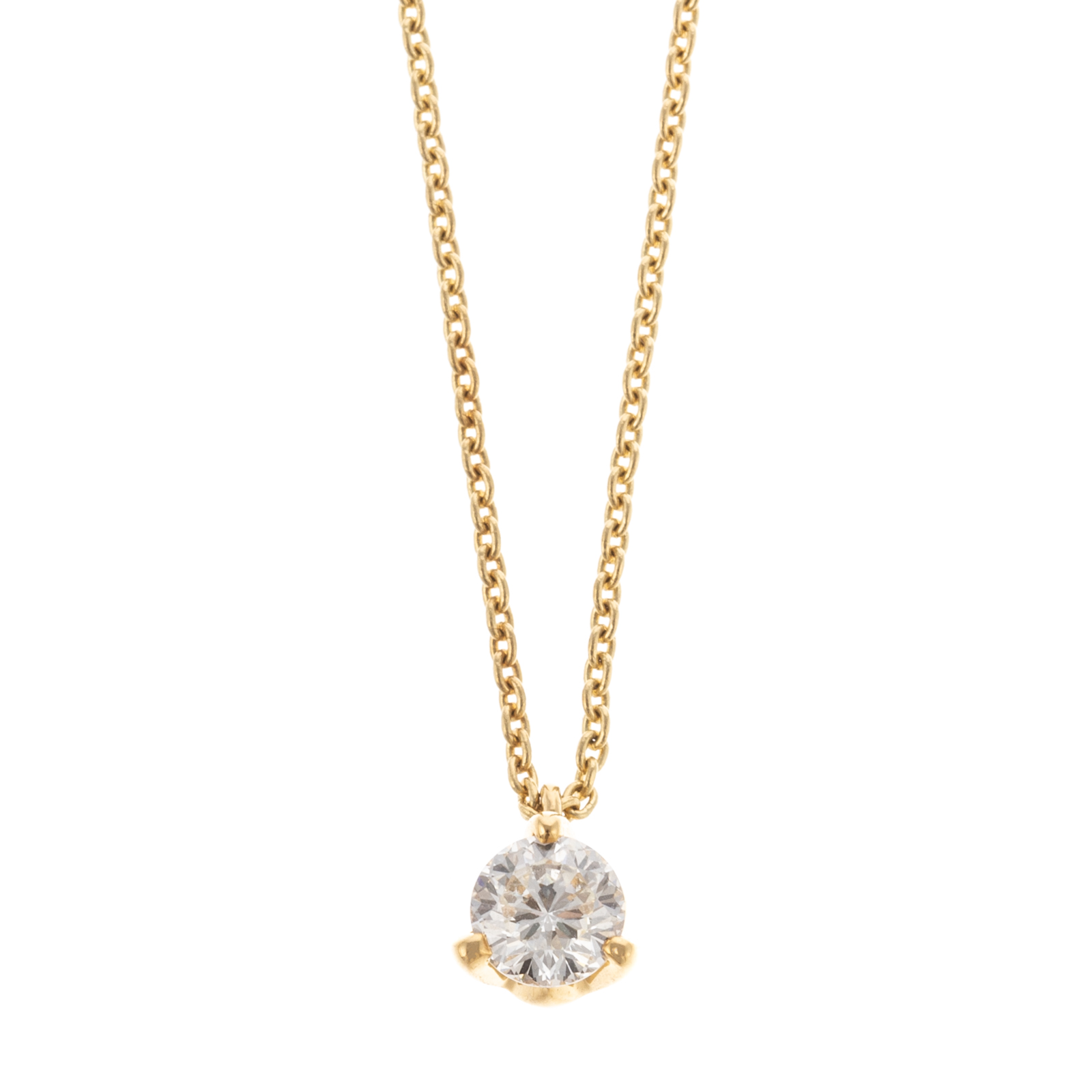 AN 18K DIAMOND SOLITAIRE NECKLACE