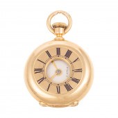 AN 18K ENAMEL DEMI-HUNTER POCK