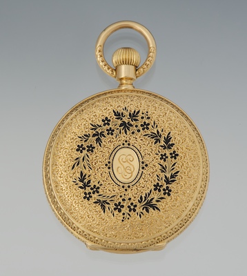 An 18k Gold and Enamel Hunters Case