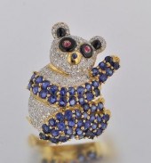 An 18k Gold, Diamond and Sapph
