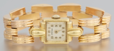 An 18k Gold Retro Watch 18k rose