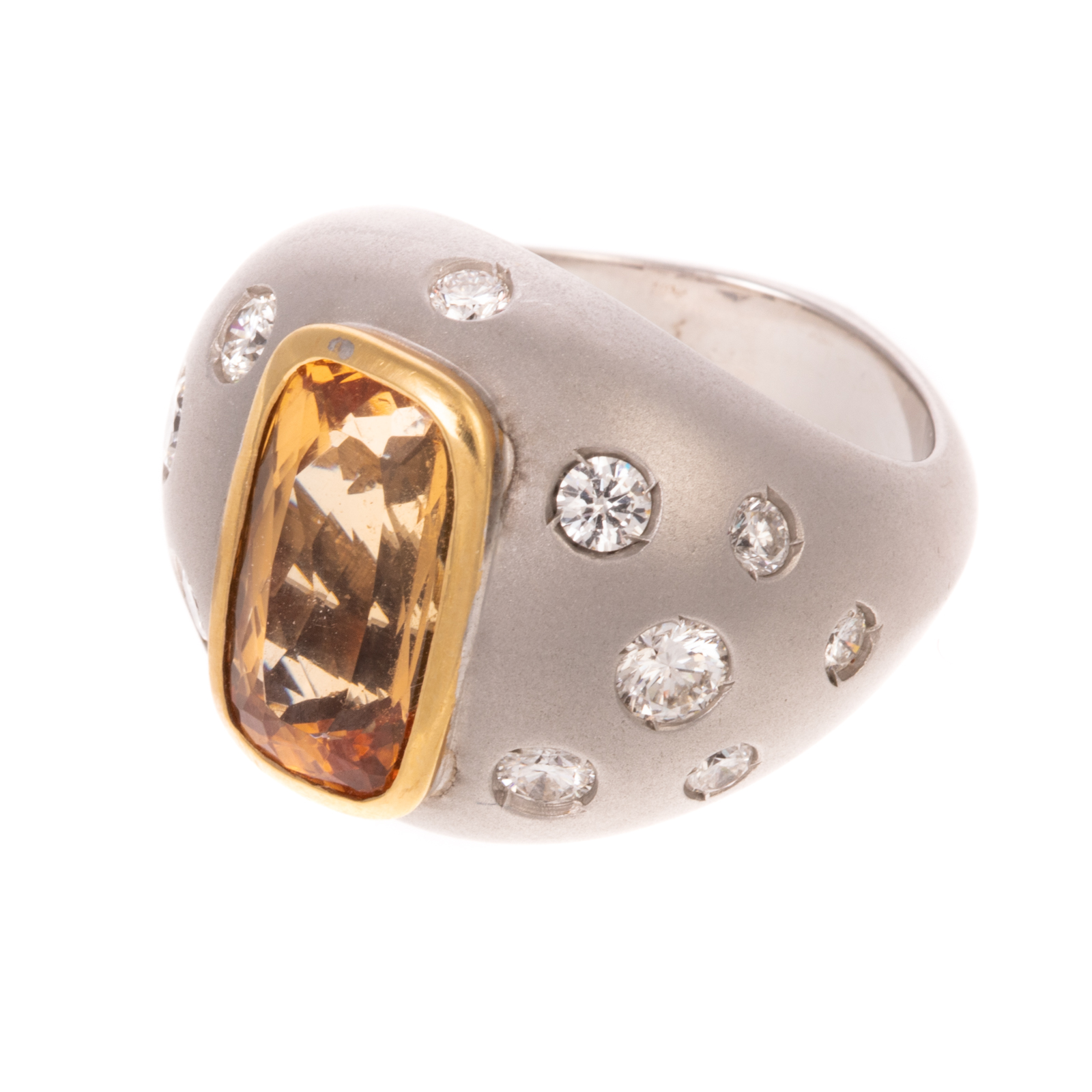 AN 18K IMPERIAL TOPAZ & DIAMOND