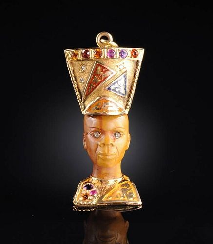 AN 18K YELLOW GOLD AND MULTI GEM